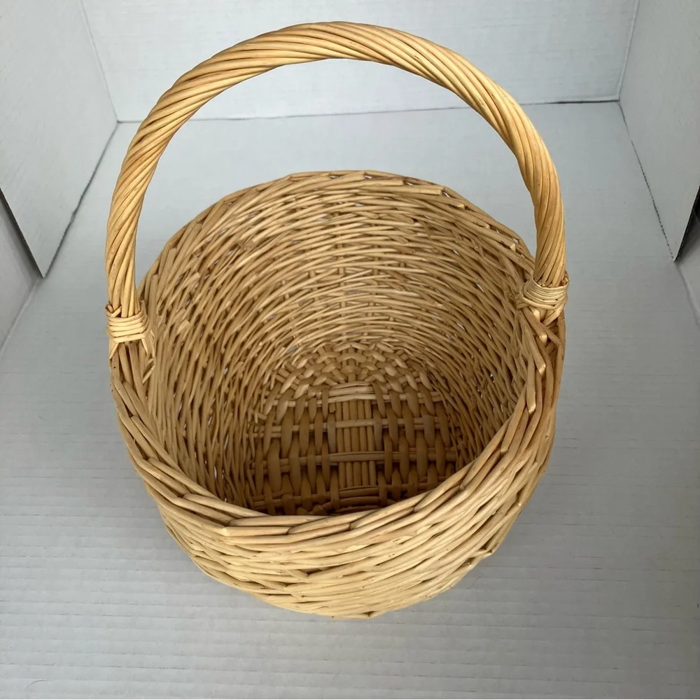 Natural Wicker Basket‎ with Handle - Neutral 10” height Easter Decor Planter